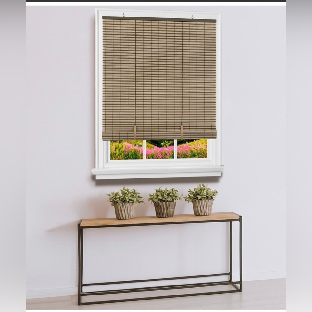 Porch & Den Longbow Vinyl Cordless Roll-up Veranda Blind 48x72 Desert/Almond
